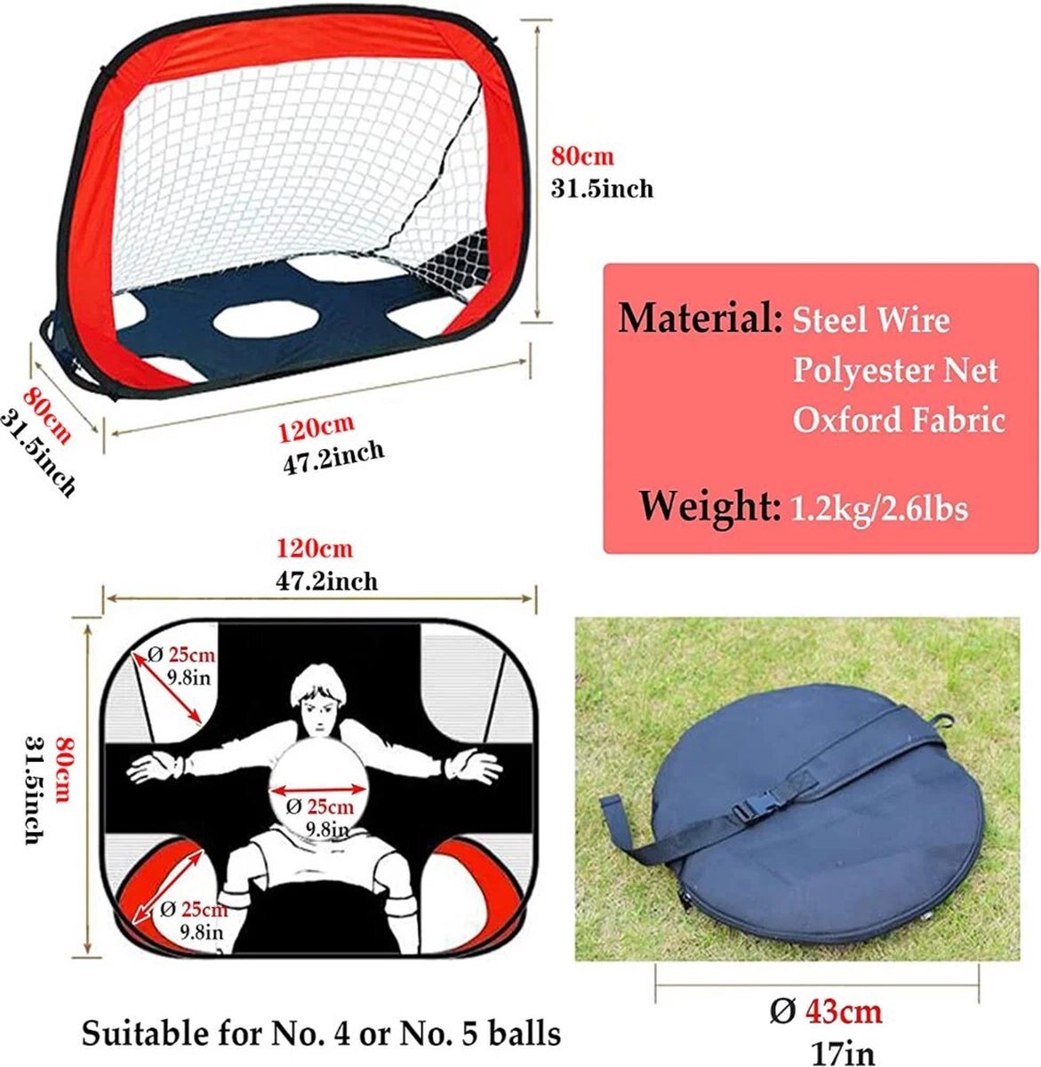Rebounder - Soccer Training Equipment - Soccer Goal - Soccer Goals - Kids Soccer Goals - Portable Soccer Net - Indoor/Outdoor Soccer Nets - Training Accessories For Kids - Black / Blue