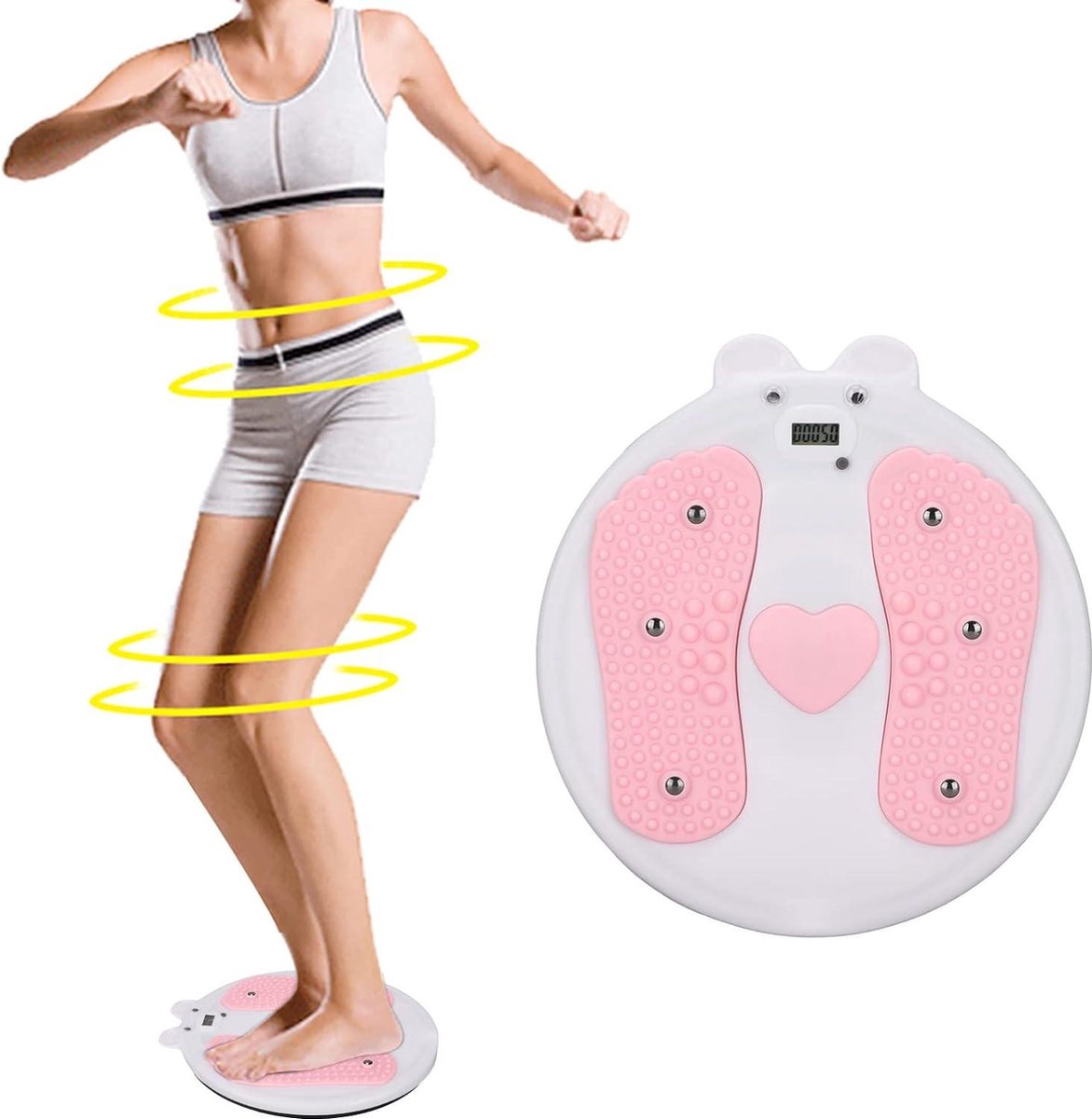 Elektronische Taille Twister met 6 Magneten - Fitness Twister Board voor Body Sculpting Oefeningen met Focus op Taille en Buikspieren - Balance Board voor Armen, Heupen en Dijen