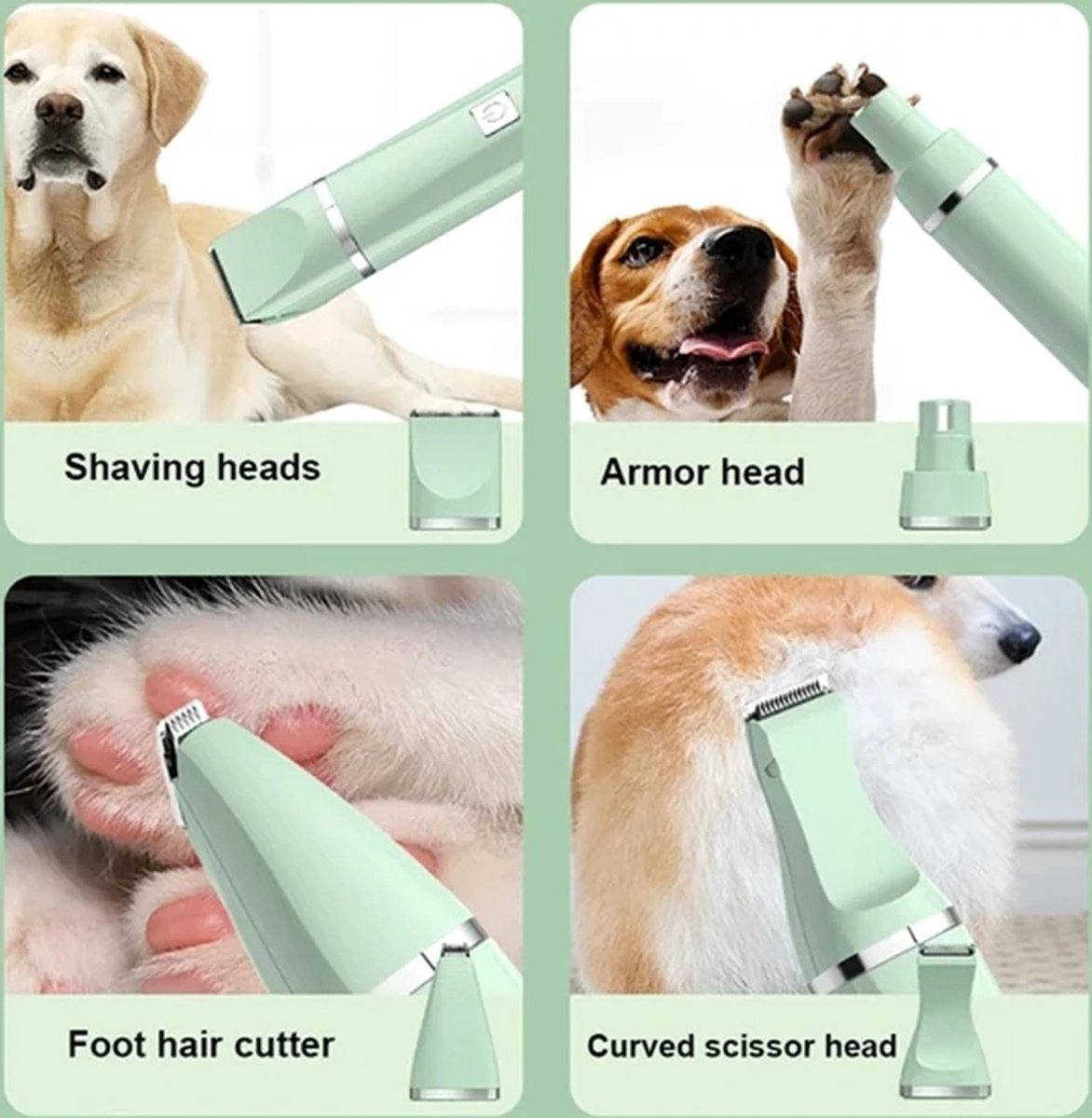 Wireless Dog Clipper - Quiet - Dual Blades - Rechargeable - Multiple Attachments - Pet Grooming Clipper for Dogs Cats Pets - Hair Trimmer for Paws Eyes Ears Face and Rear - White
