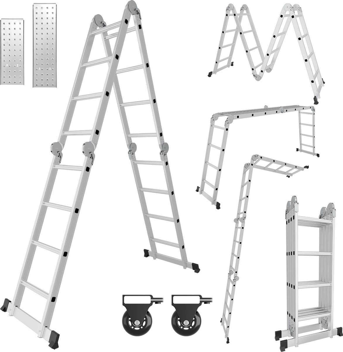 Vouwladder 4x4 Steunladder Aluminium Multifunctionele ladder Verlengladder