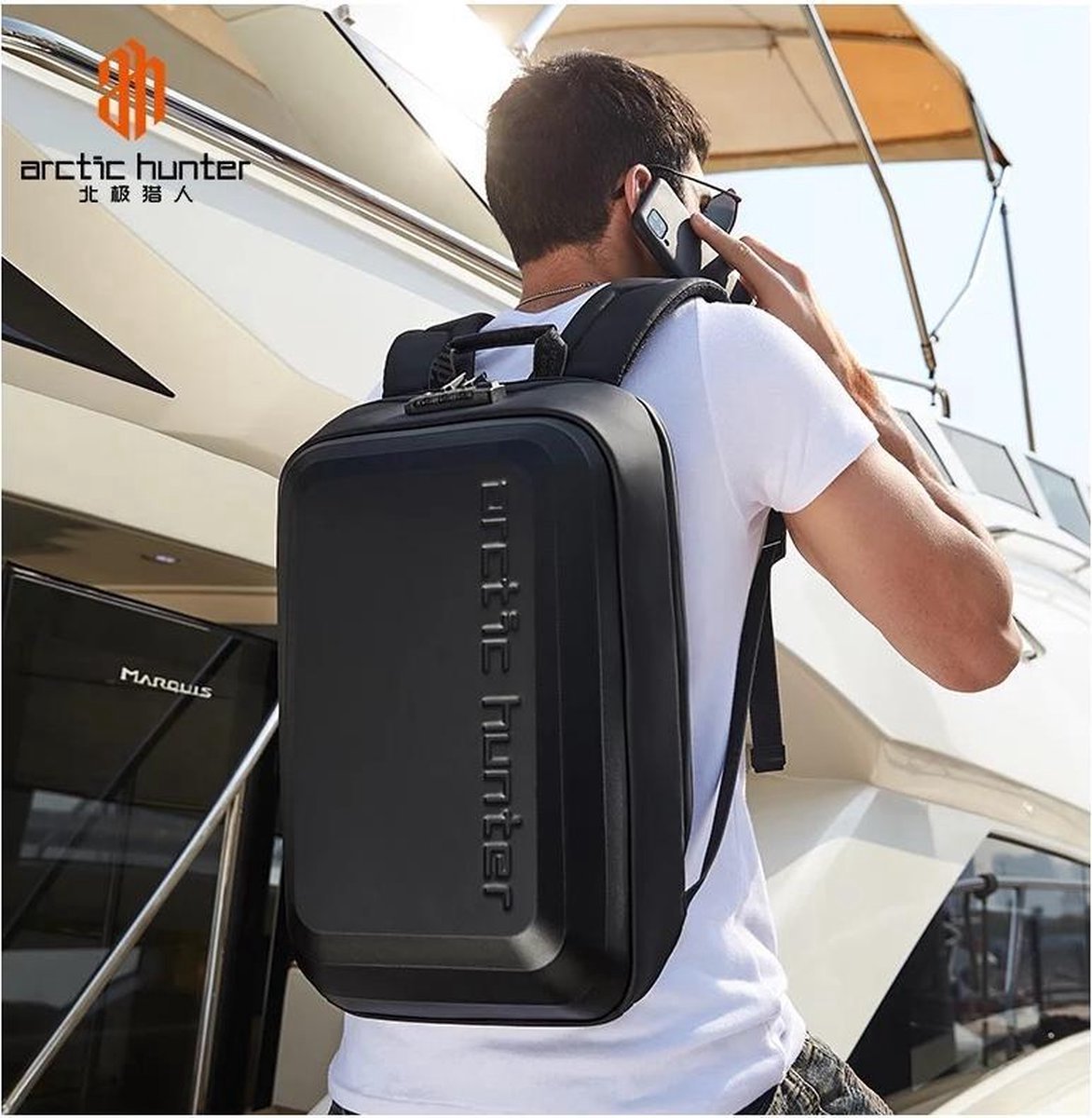 Arctic Hunter Backpack Men and Women - 15.6 Inch Laptop Backpack - School Bag - Motorcycle Backpack - Hardcase - Water-resistant
