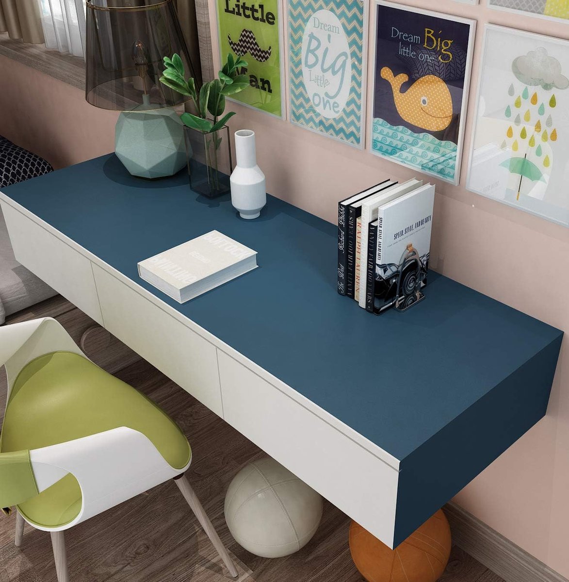 behang, blauw, marineblauw, zelfklevende folie, meubels, donkerblauw, rol, stickers voor muren, kinderen, woonkamer, slaapkamer, PVC, stickers voor decoratieve meubels, 40 cm x 2 m