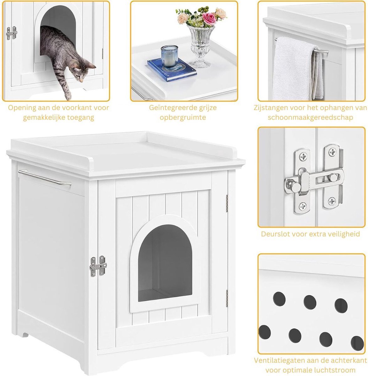 Cat Furniture - Litter Box Enclosure - Cat Cabinet - Cat Crate - Cat Cage - Cover Up - White Wood