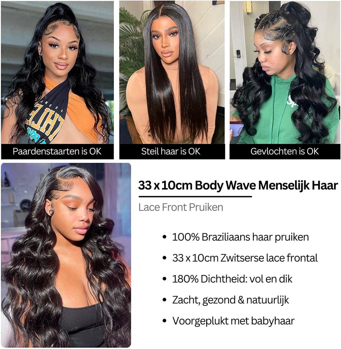 Wigs Women Real Hair - Wigs Women Long Hair - Wig Black - 40 cm