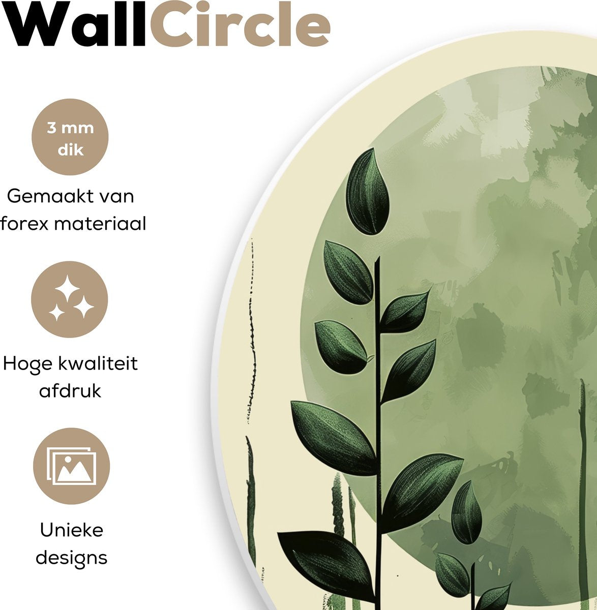 WallCircle® Wandcirkel 60x60 cm - Muurcirkel Abstract - Natuur - Kunst - Zon - Modern - Muurdecoratie woonkamer - Wanddecoratie slaapkamer - Kamerdecoratie accessoires - Ronde schilderijen - Woonaccessoires binnen cirkel