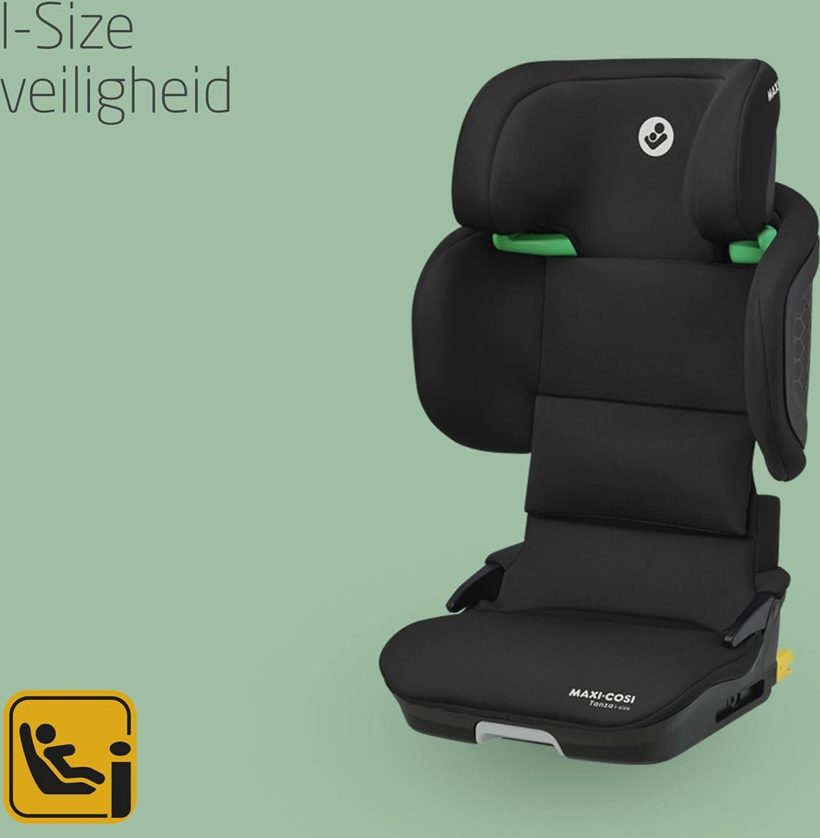 Maxi-Cosi Tanza i-Size, Draagbare Kinderautostoel, 3,5-12 jaar, 100-150cm, Opvouwbare Autostoel, 10 Hoofdsteunposities, G-CELL-bescherming, Gewatteerd & Verhoogde Stoel, Full Black