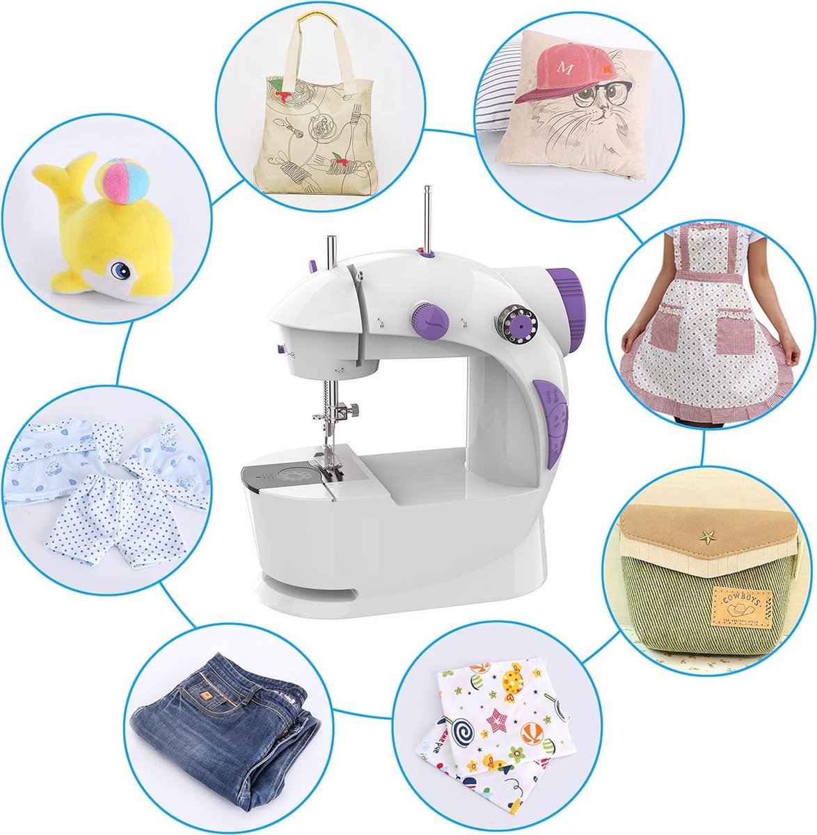 Sewing machine - Mini sewing machine - Portable and versatile mini sewing machine with large sewing table - Easy to operate and practical
