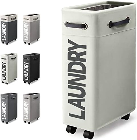 Laundry Basket with Wheels 45L Foldable Collapsible with Handle