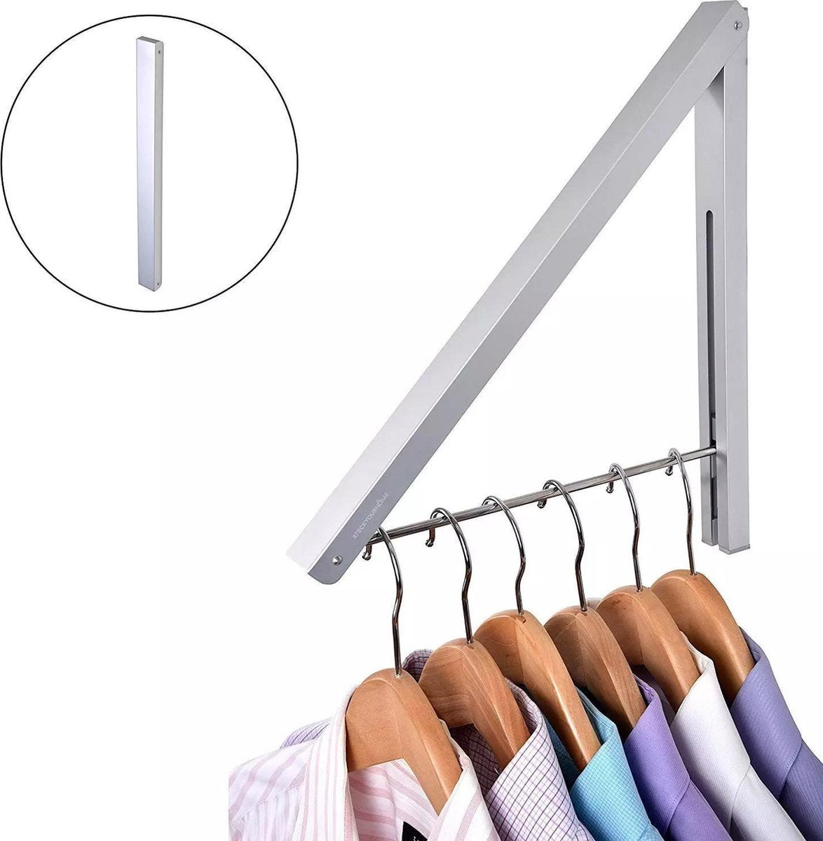 Milano Luxe inklapbaar droogrek – Wasrek hangend – Inklapbaar wasrek – Kledingrek voor wandmontage – Stevige inklapbare kledinghaak – Lichtgewicht en ruimtebesparend wasrek – Zilver - 40.5x33x31 cm