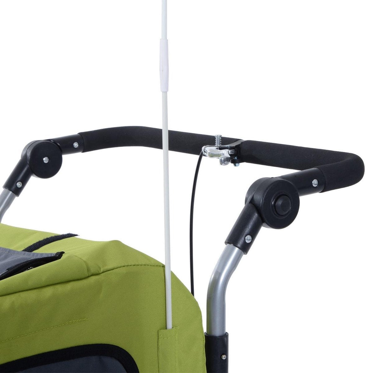 Hondenfietskar - Fietskar - Hondenaanhanger - Buggyfunctie - Geveerd en geremd - Groen/Grijs - 130 x 90 x 110