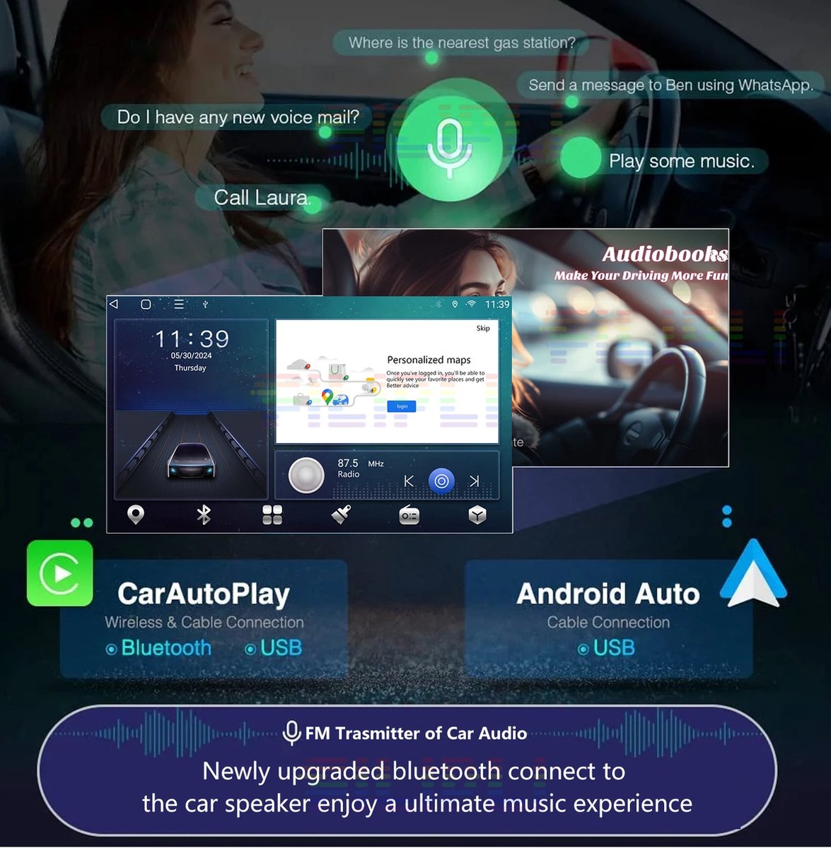 Carplay - Carplay Scherm - Autoradio - Carplay Apple & Android - Carplay Draadloos - Multimedia Speler - Touchscreen - Universeel - 10.26 Inch - Zwart