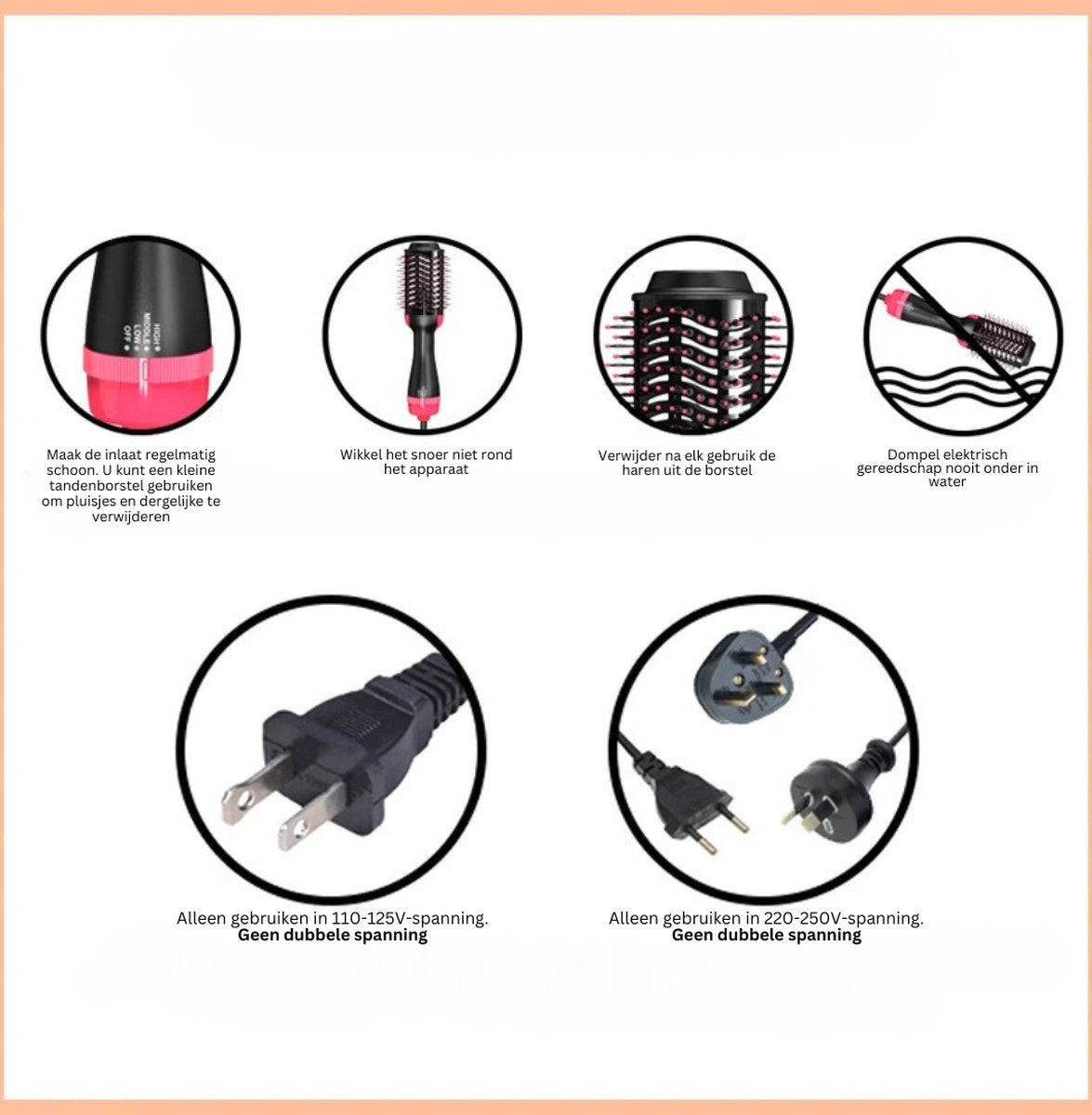 Warmteborstel – 3-in-1 Warmteborstel – Luxe Stijltangborstel Met 3 Standen – Föhn – Haarborstel – Volume Föhnborstel