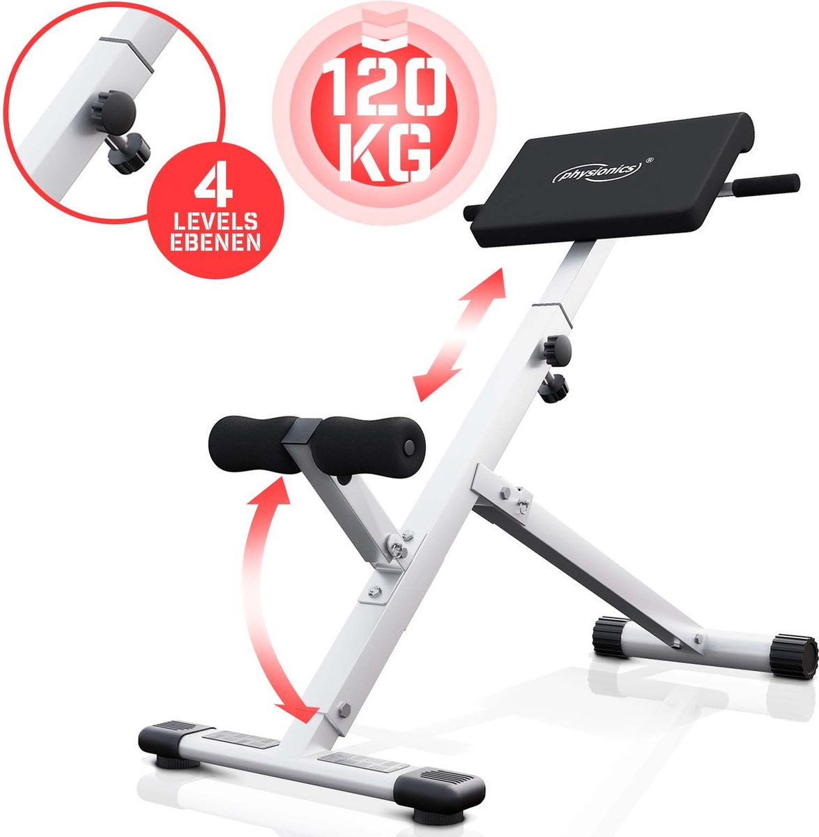Inklapbare rugtrainer/buikspiertrainer - Max. 120 kg