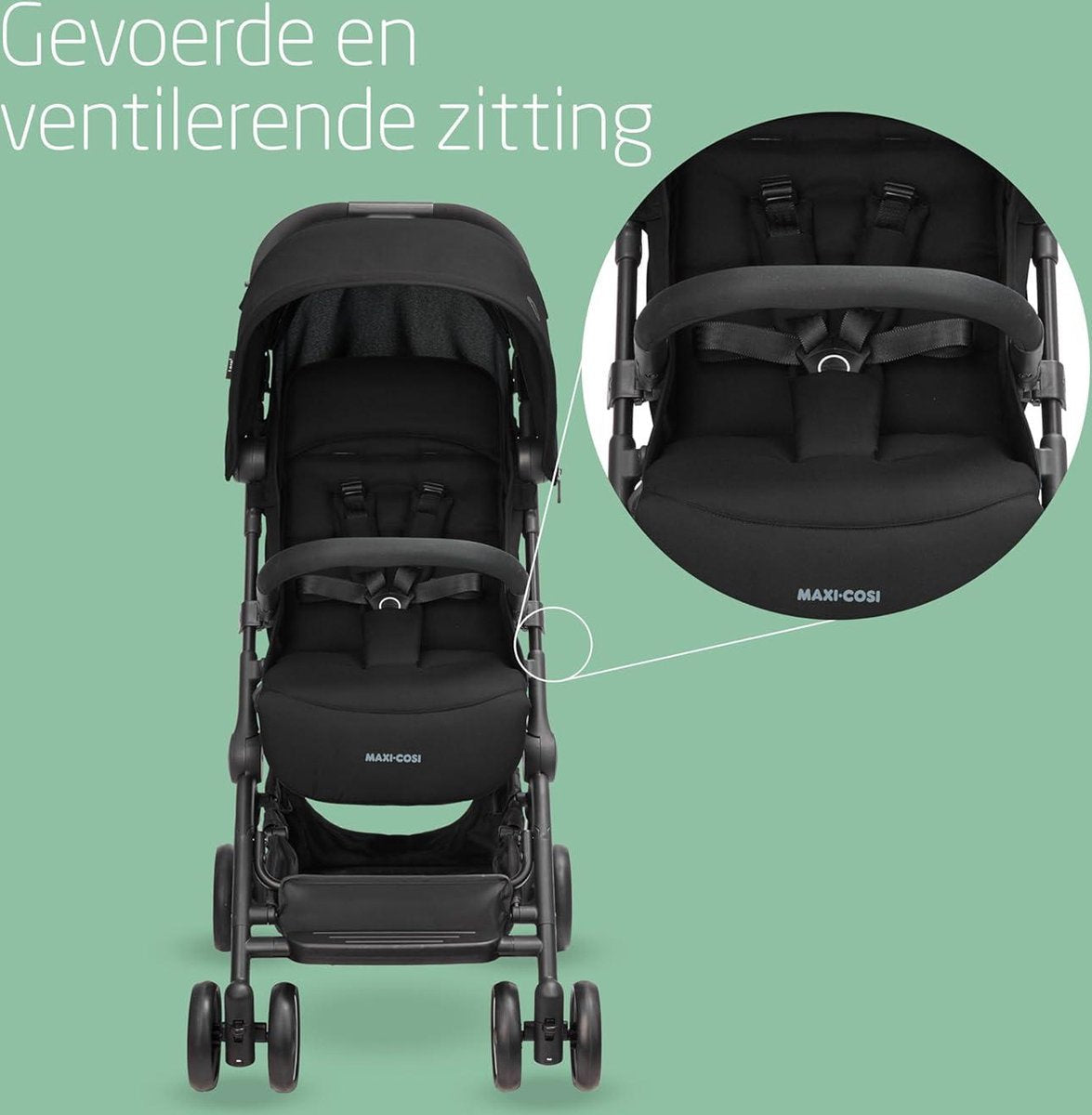 Lara² Kinderwagen 0-4 jaar 0-22 kg Baby Wandelwagen - Lichte & Compacte Kinderwagen - 3 Ligstanden Vlakke Ligstand - Automatisch Inklapbaar - Schouderriem - Essential Black - Comfortabele Kinderwagen Buggy inklapbaar vliegtuig