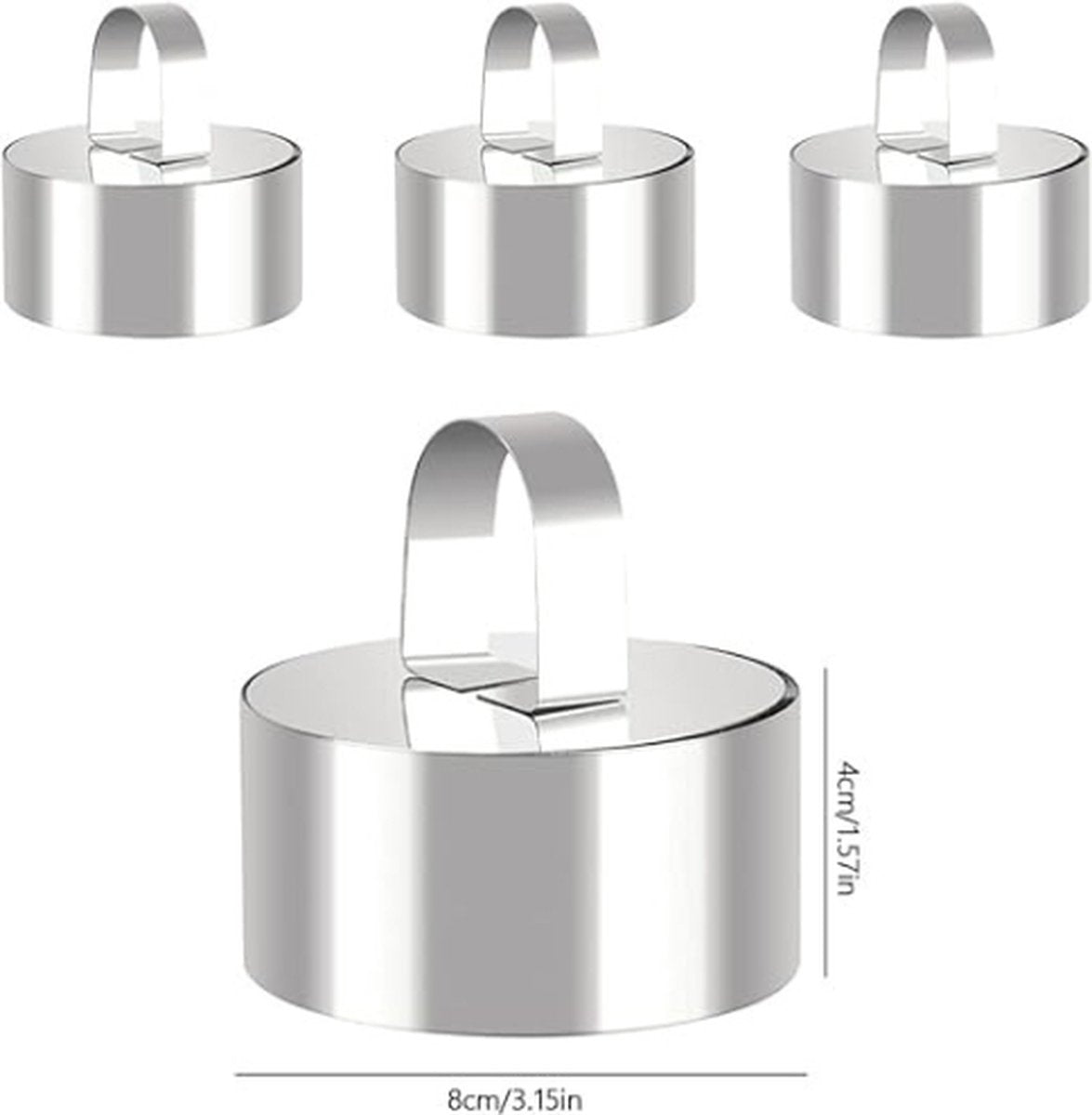 Dessertringen - Bakringen - Met Stamper - 8 cm (Rond) - 12 stuks - Taartring - Bakringen - Moussevormen - Roestvrij Staal