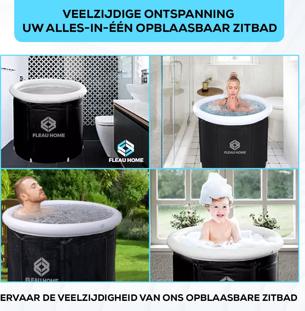 Ice Bath XL - Sitting Bath with Lid & Pump - Integrated Seat Cushion - Insulating - Plunge Pool - Inflatable Pool - Bath Bucket - Ice Bath - Bath - Inflatable - Wim Hof Method