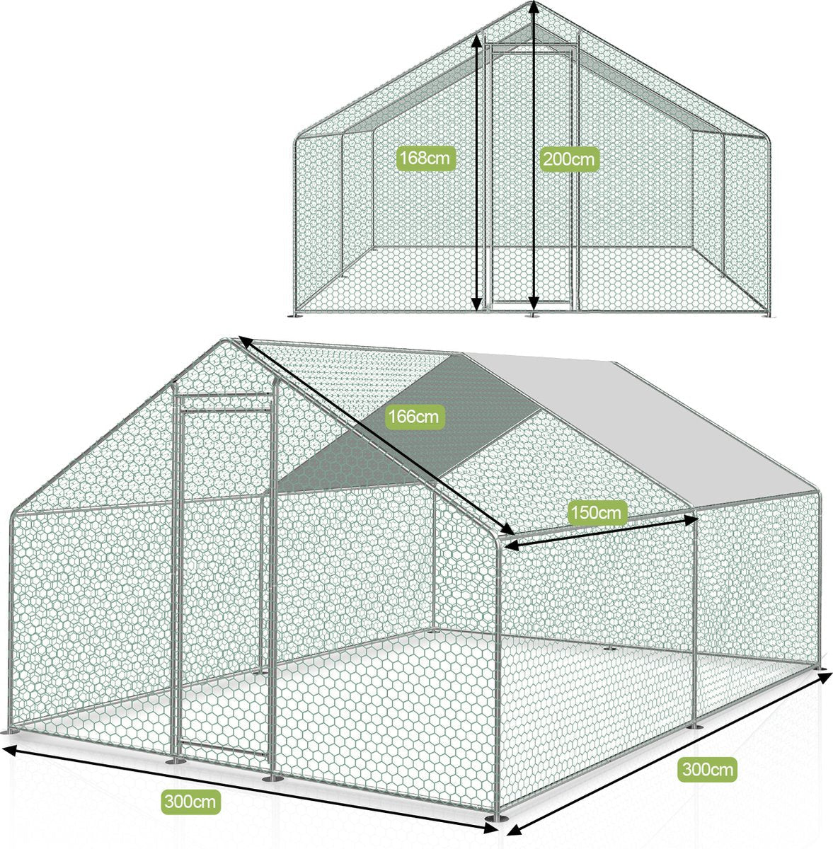 kippenren kippenhok buitenverblijf 3x3x2 m