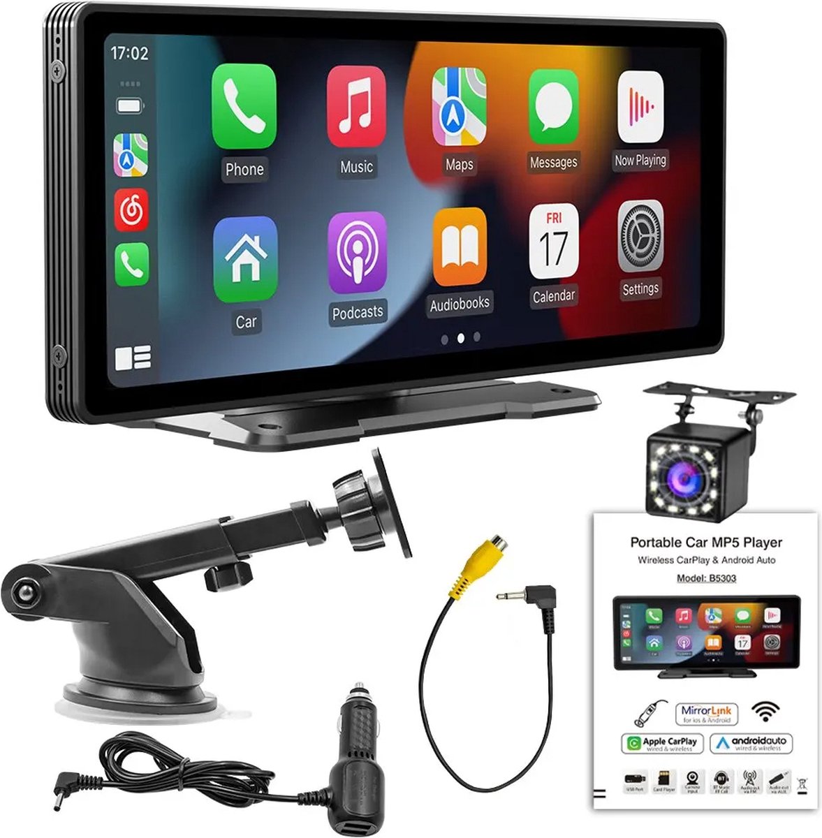 Carplay Scherm - Carplay Dongle - Carplay Apple - Carplay Android - Carplay Draadloos - Car Play - Carplay Dongle Apple - Carplay Dongle Android - Met Camera - Autoradio - Multimediascherm - Wifi Videospeler - Universeel Scherm