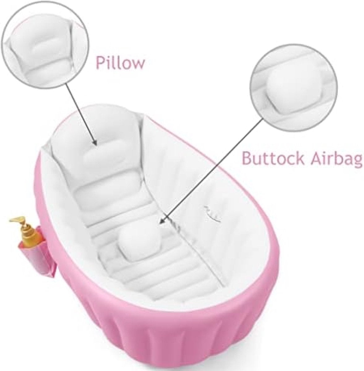 Inflatable baby bathtub, portable travel baby bath tub for infants, toddler bath with air pump, foldable non-slip shower tray, mini air swimming pool for newborns