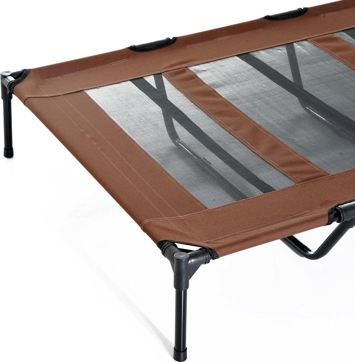 Hondenbed - Hondenstretcher - Verhoogd hondenbed - Draagbaar - XXL - 122x92x23cm - Koffiebruin + Zwart