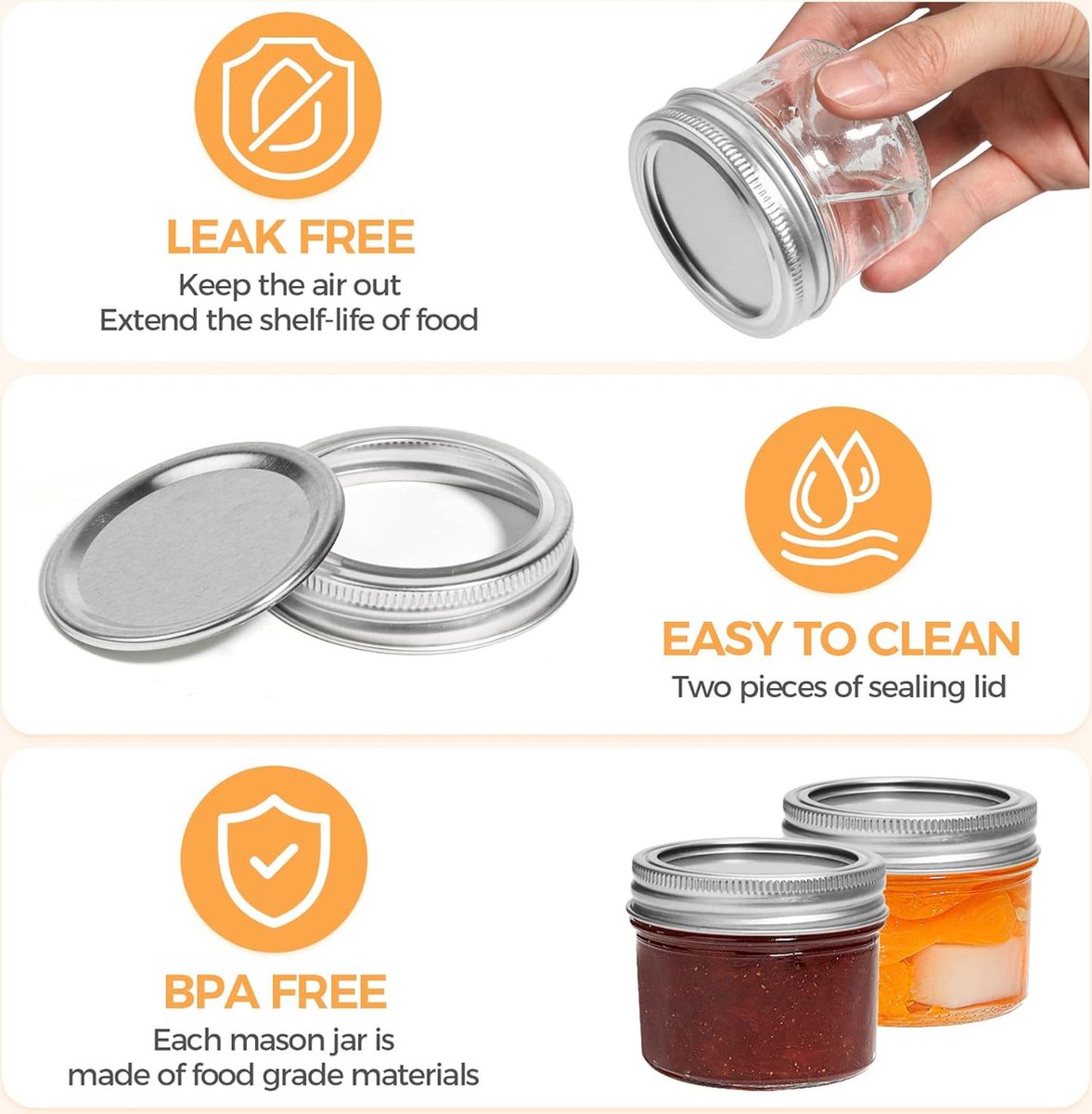 125 ml weckpotten met schroefdeksel en etiketten, jampotten, set van 8, kleine weckpotten met deksel voor kruiden, zelfgemaakte producten, gelei, jam, yoghurtpotten, glazen pot met deksel