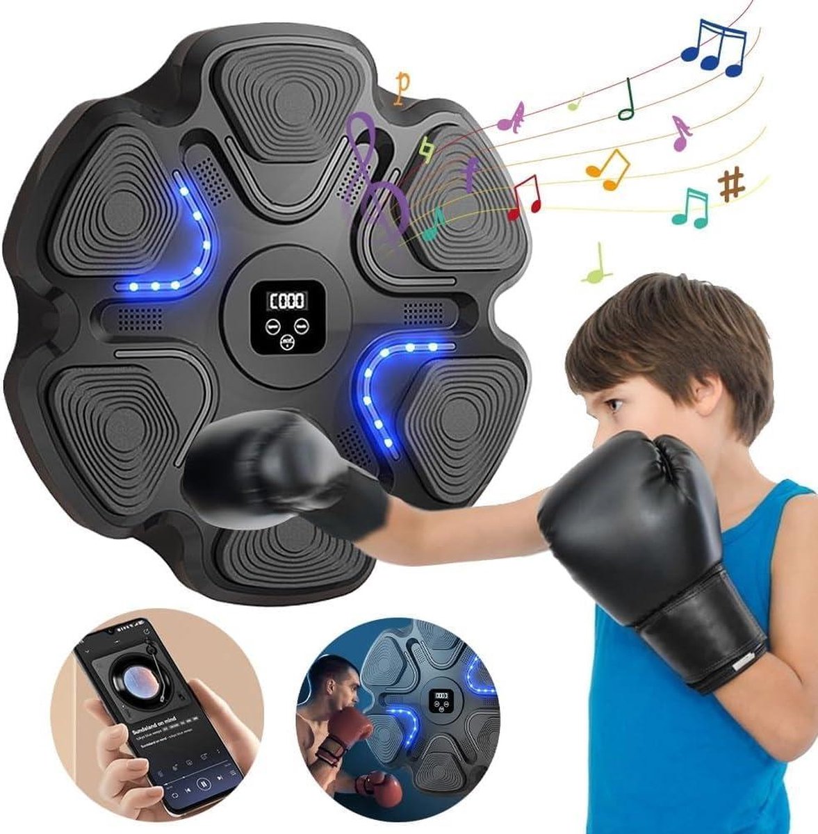 Music Boxing Machine Liteboxer - Aan de muur bevestigde boks workout met Bluetooth - Snelheidsinstelling - Muziek boks machine met muziek