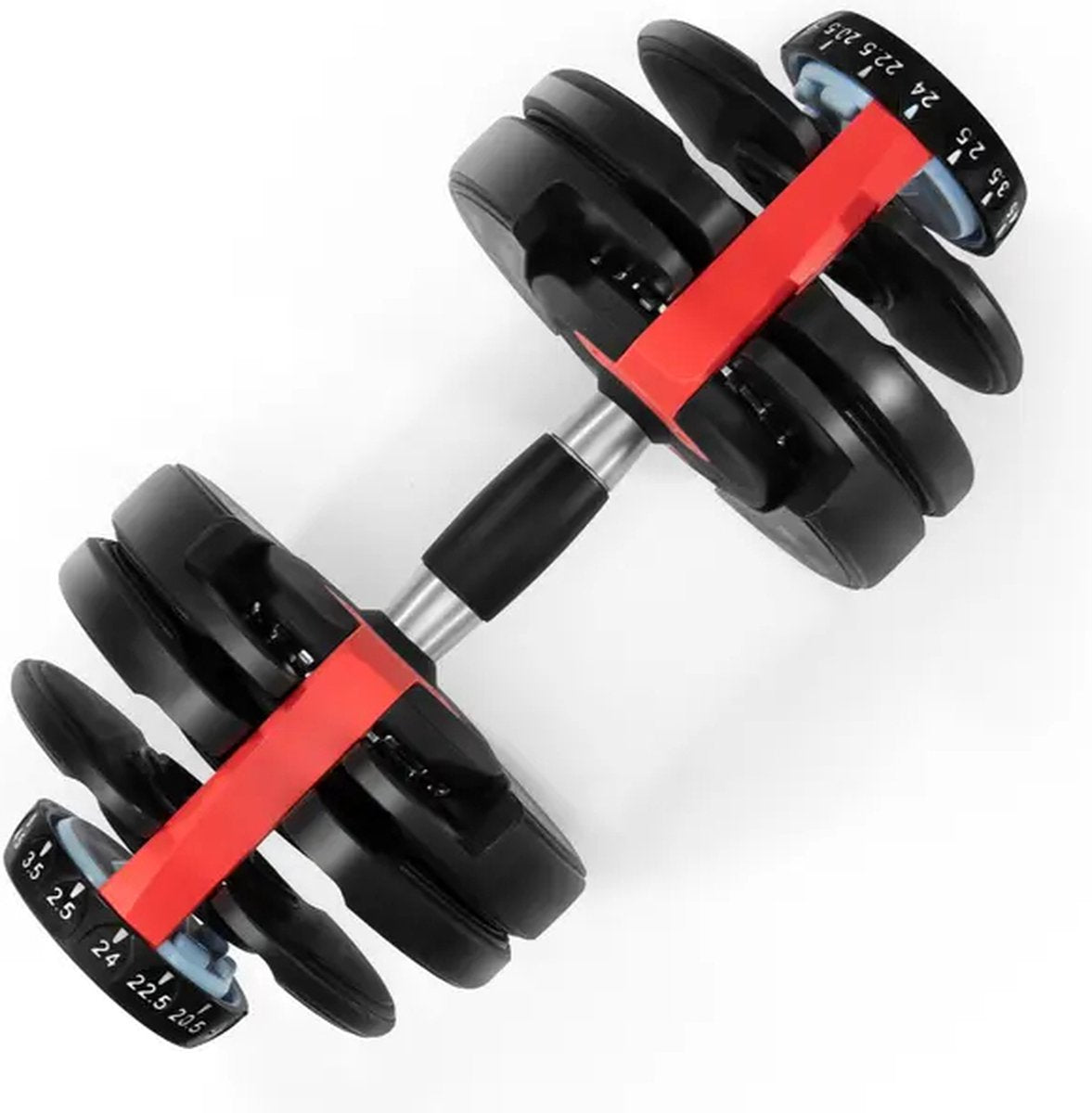 Verstelbare Dumbbell 24 kg - Verstelbare Gewichten - Verstelbare Dumbbell - 2.5kg t/m 24kg - 15 DUMBBELLS IN ÉÉN - Zwart