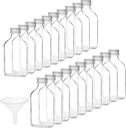 Mini 100ml Glazen Flesjes - 20 Stuks, Zilveren Dopjes & Trechter - Lege Mini Flesjes Voor Bruiloften & Feestjes - Alcohol Shots & Drankjes