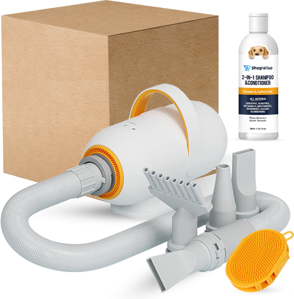 Dog Dryer - Blow and Suction Function - NEW Design - Quiet Design - Pet Dryer for Dogs and Cats - Animal Dryer - Silent Motor - Silencer - 2024 Model - Pet Grooming Set