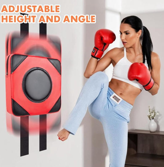 Stootkussen Muur - 40x40cm - Bokskussen Muur - Verstelbare Hoogte - Kunstleer Stootkussen - Boksen - Boks - Boksstootkussen - Bokstarget - Thuisgym - Thuisfitness - Wandgemonteerd Bokskussen - Taekwondo Trapkussen - Bokstrainingsapparatuur - Rood -