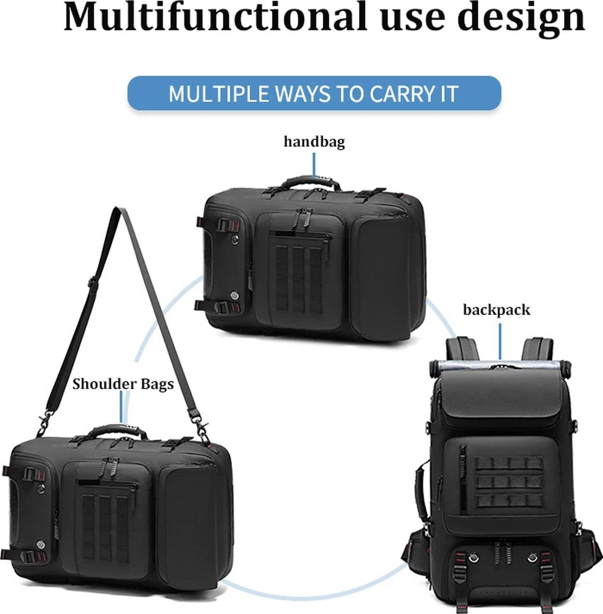 Waterproof Travel Bag for Men 17 Inch - Business Laptop Backpack with Separate Shoe Compartment, USB Charging Port, 50L Outdoor Backpack for Hiking, Business Trips and Treks, Large Backpack with Laptop Compartment and Waterproof Protection