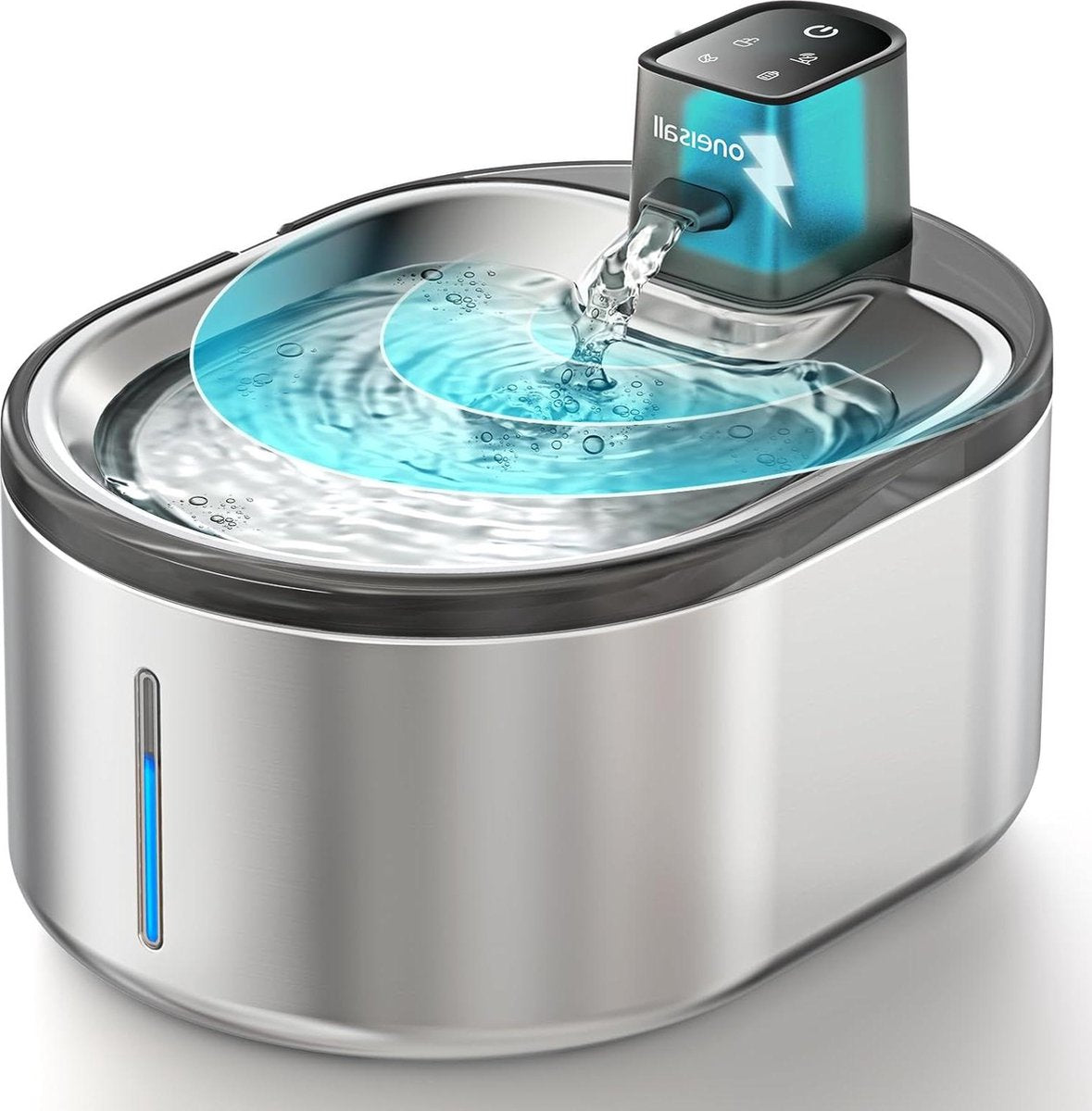 Waterfontein RVS 4 Liter Draadloos met Bewegingssensor - Lange Batterijduur - Stil - Katten drinkfontein met Filter Kleine Katten Drinkfontein