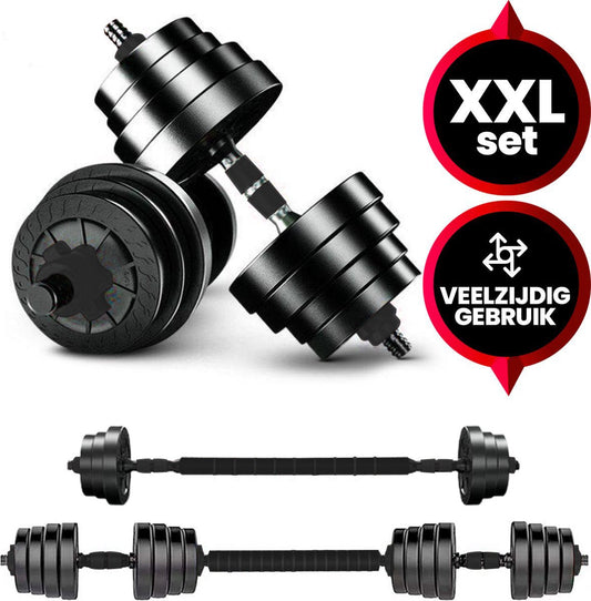 Viper Sports Adjustable Dumbbell Set up to 30 kg - Dumbbell Set - Professional 2-in-1 Dumbbell Weight Set - User-Friendly Fitness Bar - Dumbbell - Black