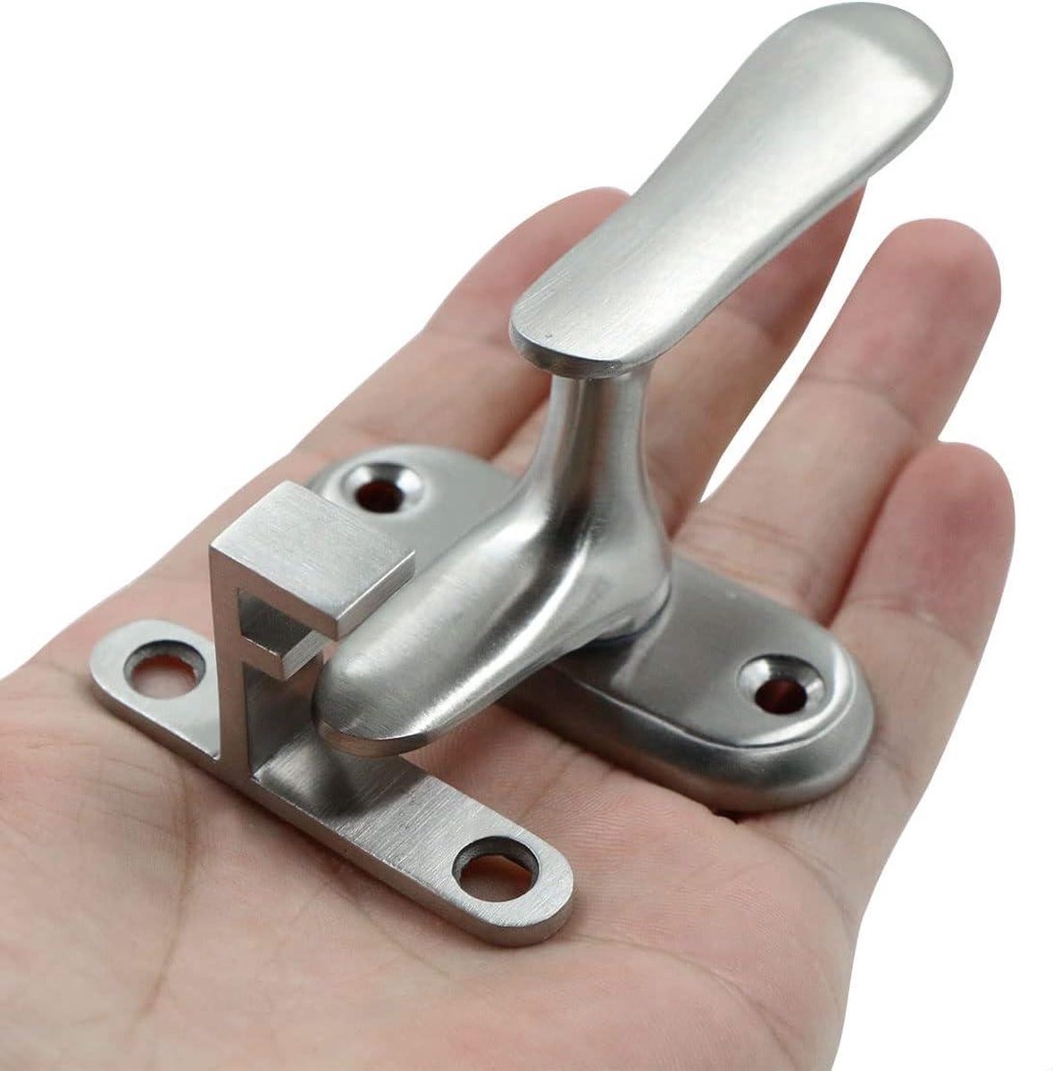 Door latch rotating handle stainless steel look - high and low pin locking - anti-theft protection - suitable for most doors - silver - 1 piece door handle latch