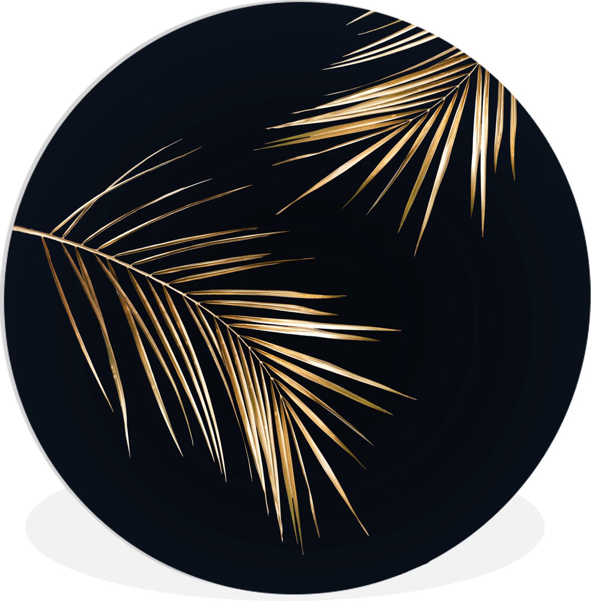 Wall circle leaves - Gold - Plants - Luxury - Round paintings - Wall circle - Round wall decoration - Round wall decoration - Living room decoration - 90x90 cm - Room decoration