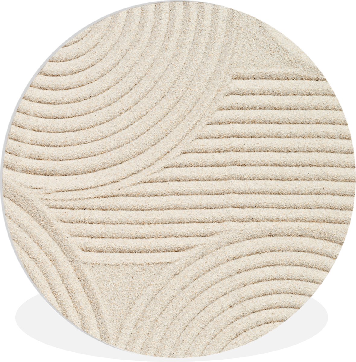 WallCircle - Wandcirkel abstract patroon 90x90 cm - Muurcirkel schilderij binnen - Wandbord rond slaapkamer - Huisdecoratie woonkamer - Wanddecoratie cirkel schilderijen - Beige slaapkamer accessoires - Muurcirkels - Wonen & interieur