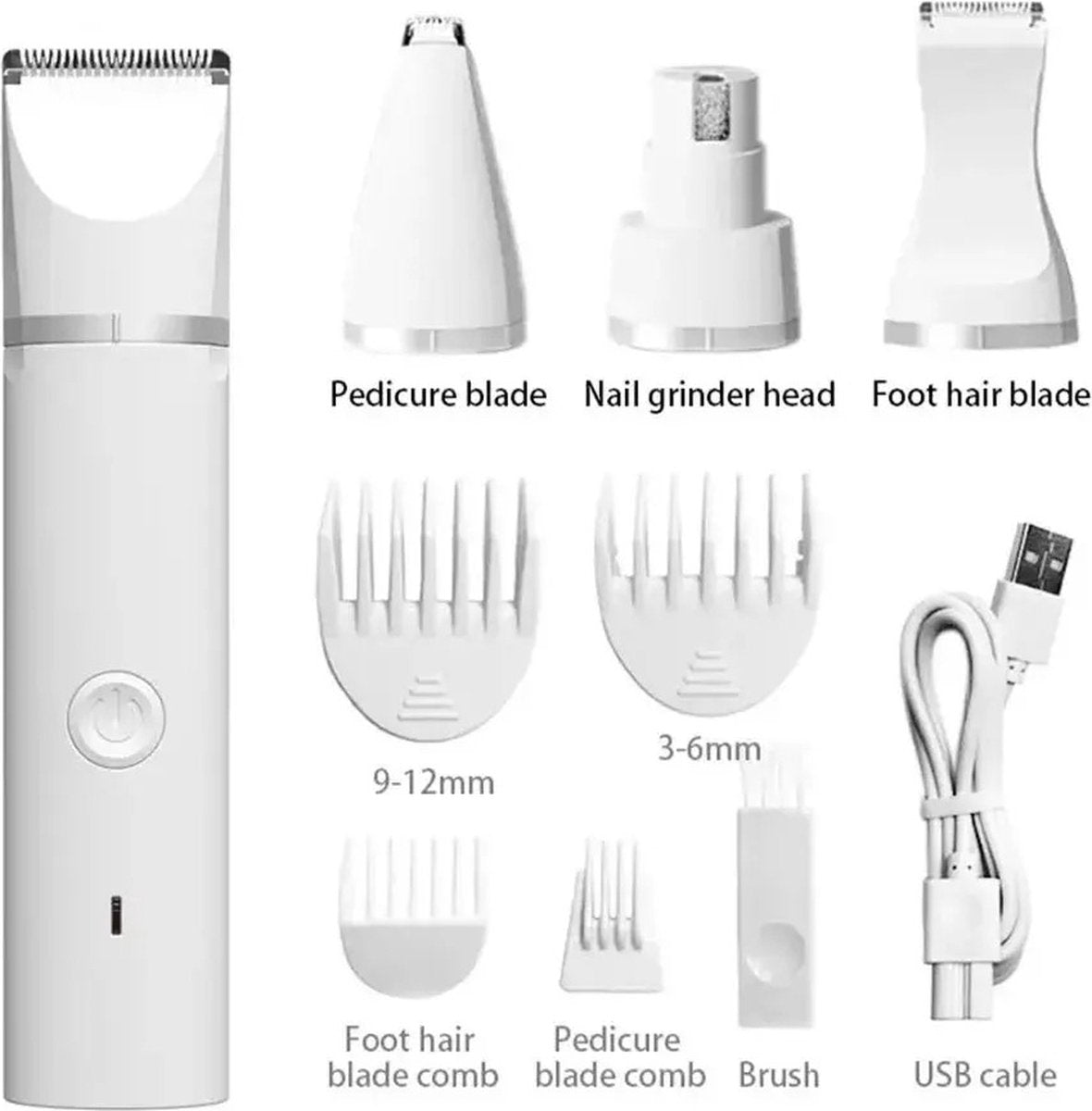 Wireless Dog Clipper - Quiet - Dual Blades - Rechargeable - Multiple Attachments - Pet Grooming Clipper for Dogs Cats Pets - Hair Trimmer for Paws Eyes Ears Face and Rear - White