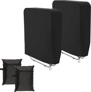 Klapstoelhoes, 2 stuks, tuinstoelen, beschermhoes, winddicht, anti-UV, waterdicht, voor ligstoel, vouwstoel, vergaderstoel, dekstoel, inklapbaar, tuinmeubelen, met draagtas (zwart)