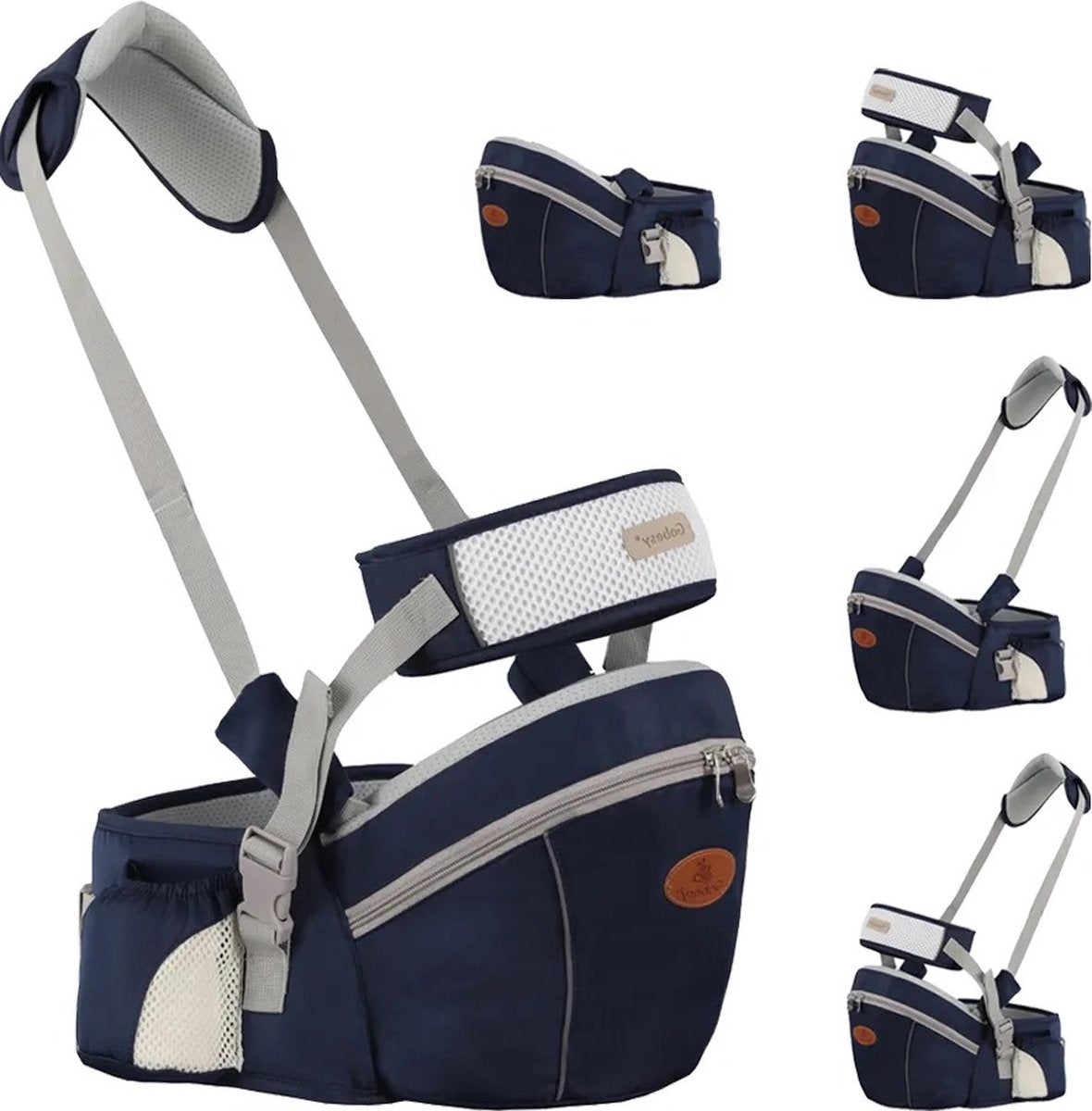 Baby Heupdrager met Extra Band en Nek Band – Grijs – Heupsteun voor Baby en Peuter – Draagtas met Veiligheidsband tegen Rugklachten – Kind Hip Seat Carrier