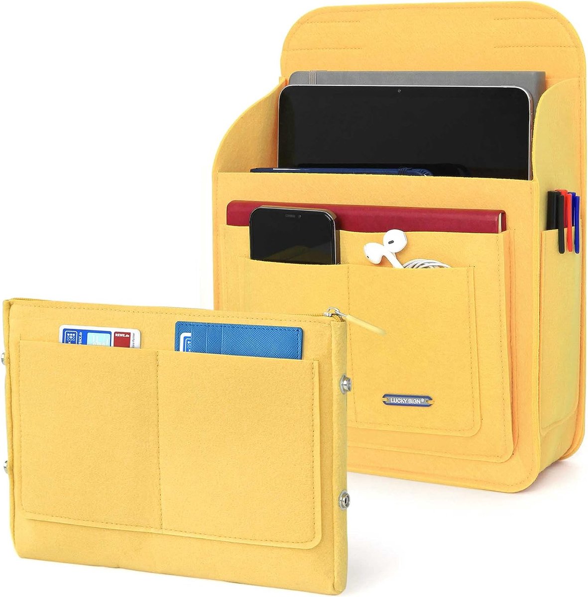 Felt multifunctionele organizer voor Fjällräven Classic 16L rugzak, 26 x 10 x 35 cm, geel