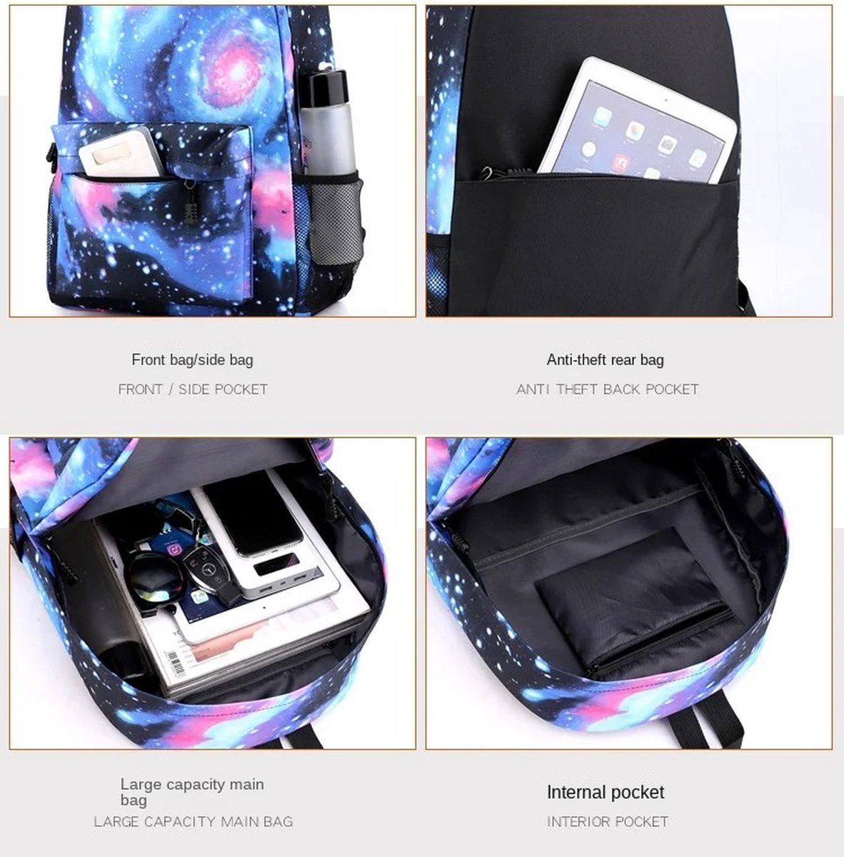 Verkoop Nederland® - Fashion - Rugzak - Mbappe - Meisjes - Jongens - Kinderen Schooltas - Zwart/Blauw - Tiener - 20-35 Liter - Met Gratis Schoudertas + Pennenzak)