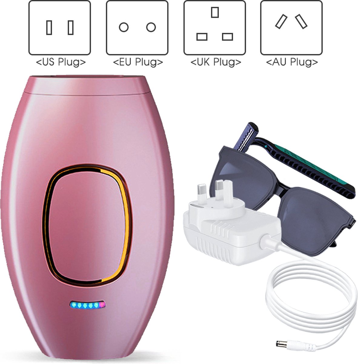 Laser Ontharingsapparaat Incl. Scheermes & UV-Zonnebril - Epileerapparaat Dames - Epilator - IPL Ontharingsapparaten - Roze