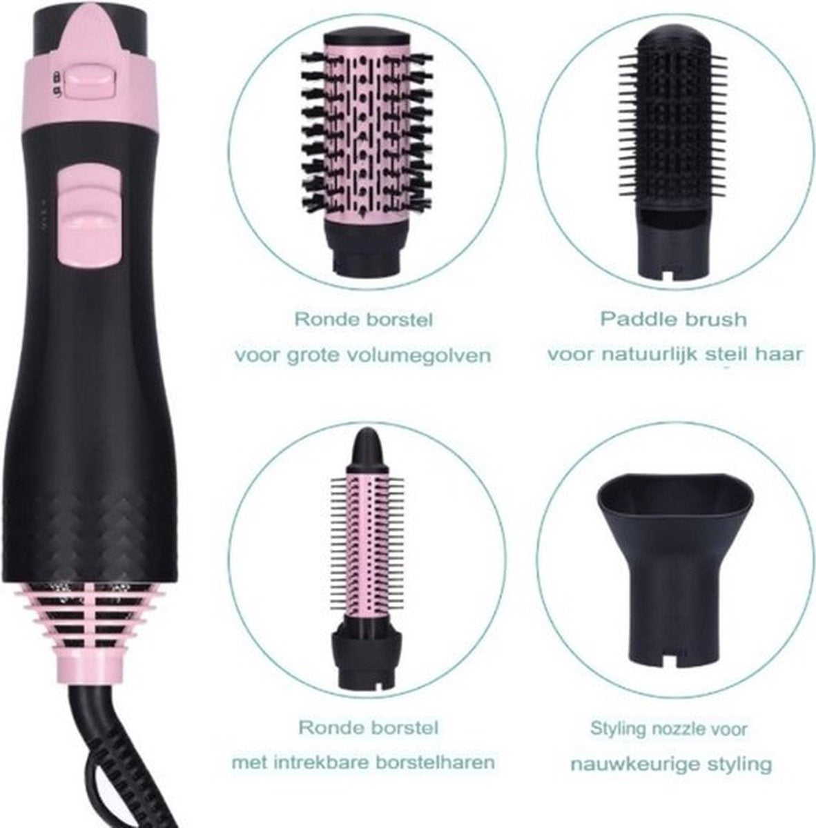 Hairbrush Hairdryer - Electric Hairbrush - Heated Brush - Round Hairbrush