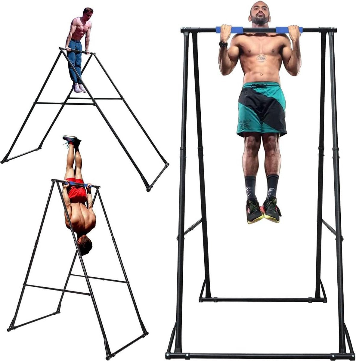 Pull up station Hoog en stabiel opvouwbaar optrekrek Standalone – Voor binnen en buiten in hoogte verstelbaar fitness optrekstation