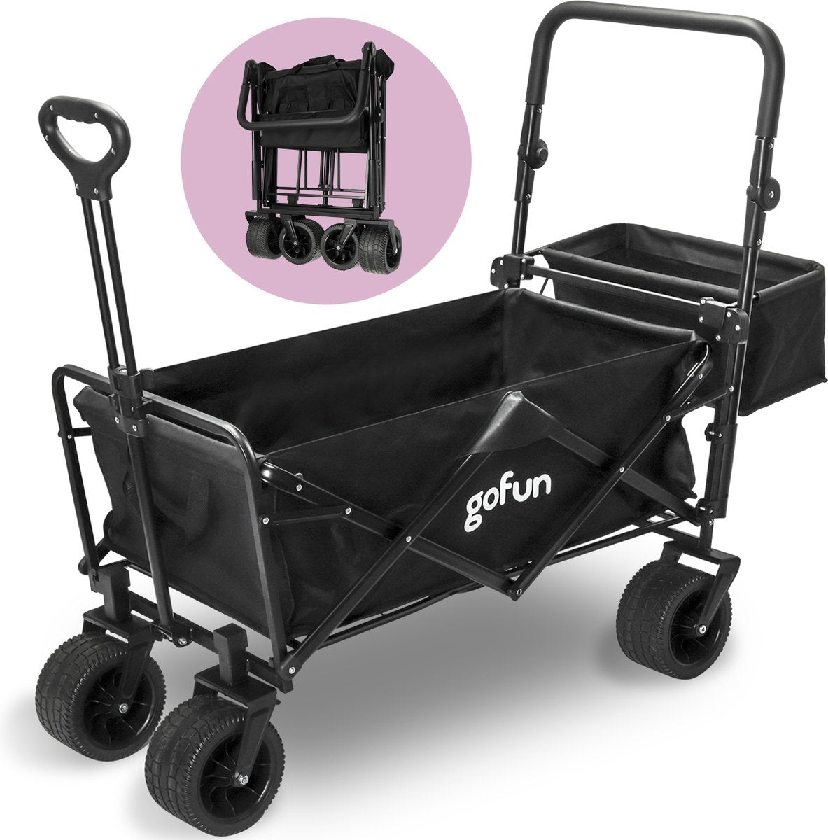 Gofun Opvouwbare bolderkar - 150 kg draagvermogen - 360° draaibare wielen - Bolderwagen met duwstang - 83 x 44 x 26 cm - Zwart