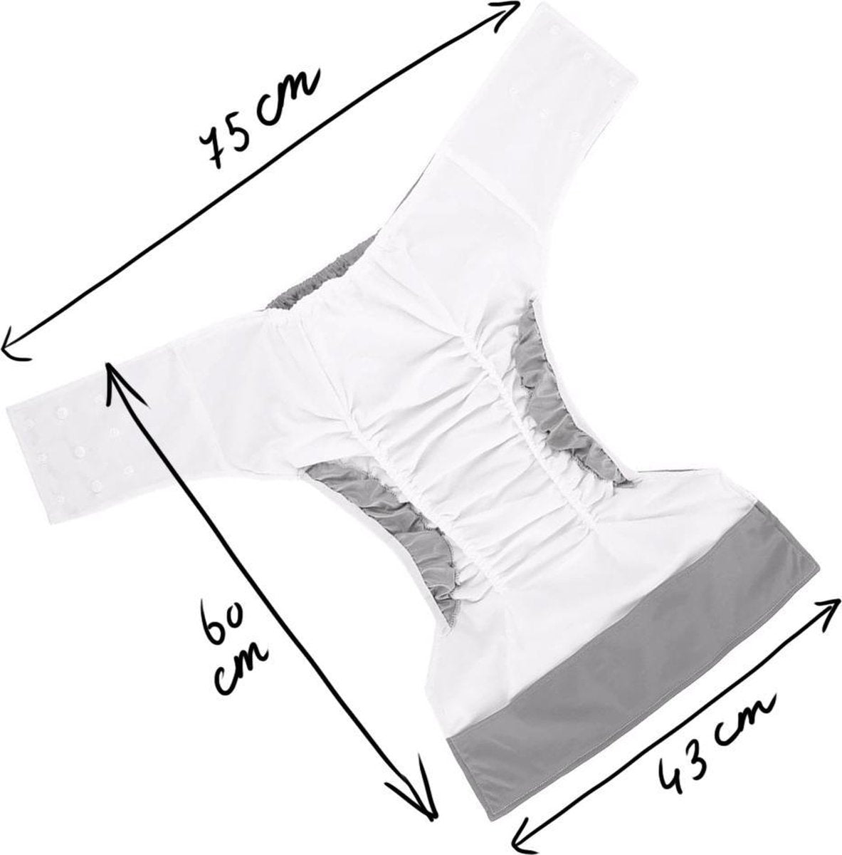 Washable adult incontinence diaper with XL insert - adjustable for different sizes