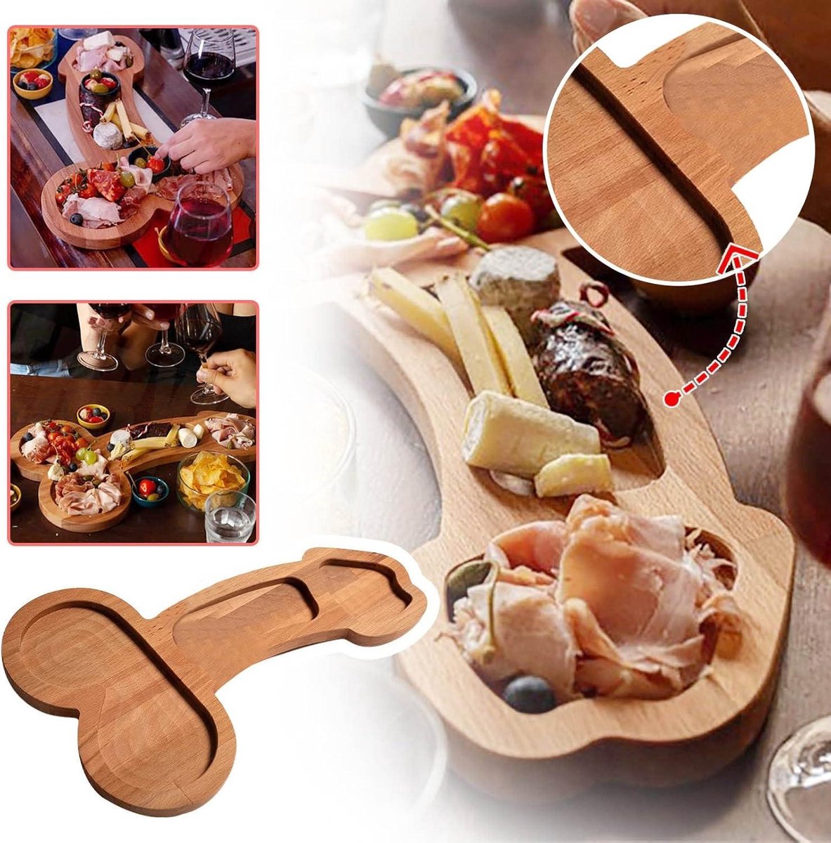 Aperitiefplank - Houten Schalen - Kaasplateau - Charcuterieplanken - Tafelblad Kaasdienbladen - Voedselschaal - Grappige Kaasschotel - Barbecuefeest - Uniek Cadeau