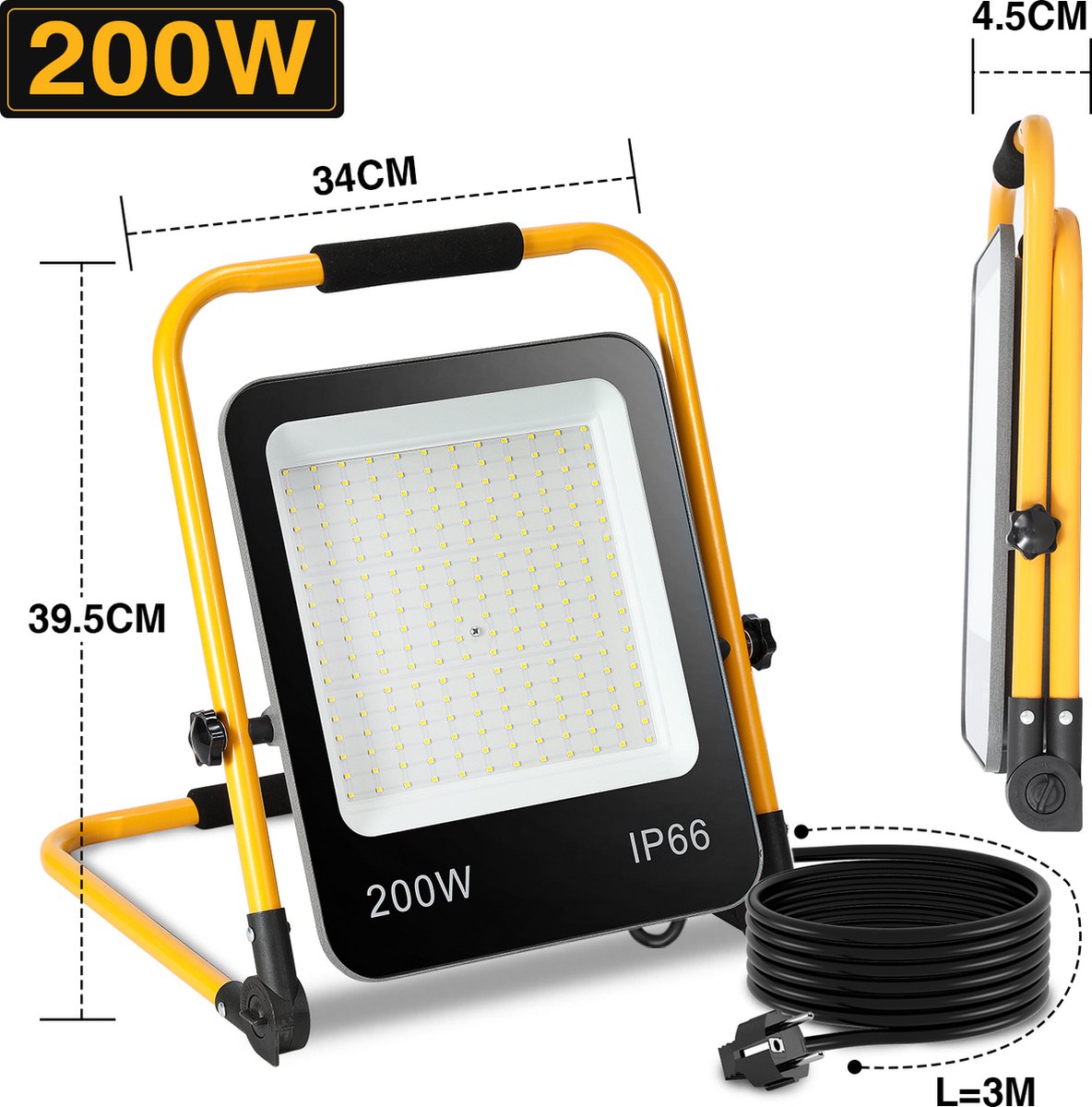 200W LED bouwlamp LED-spot met statief LED schijnwerper Waterdicht Statief Werklamp Floodlight IP66