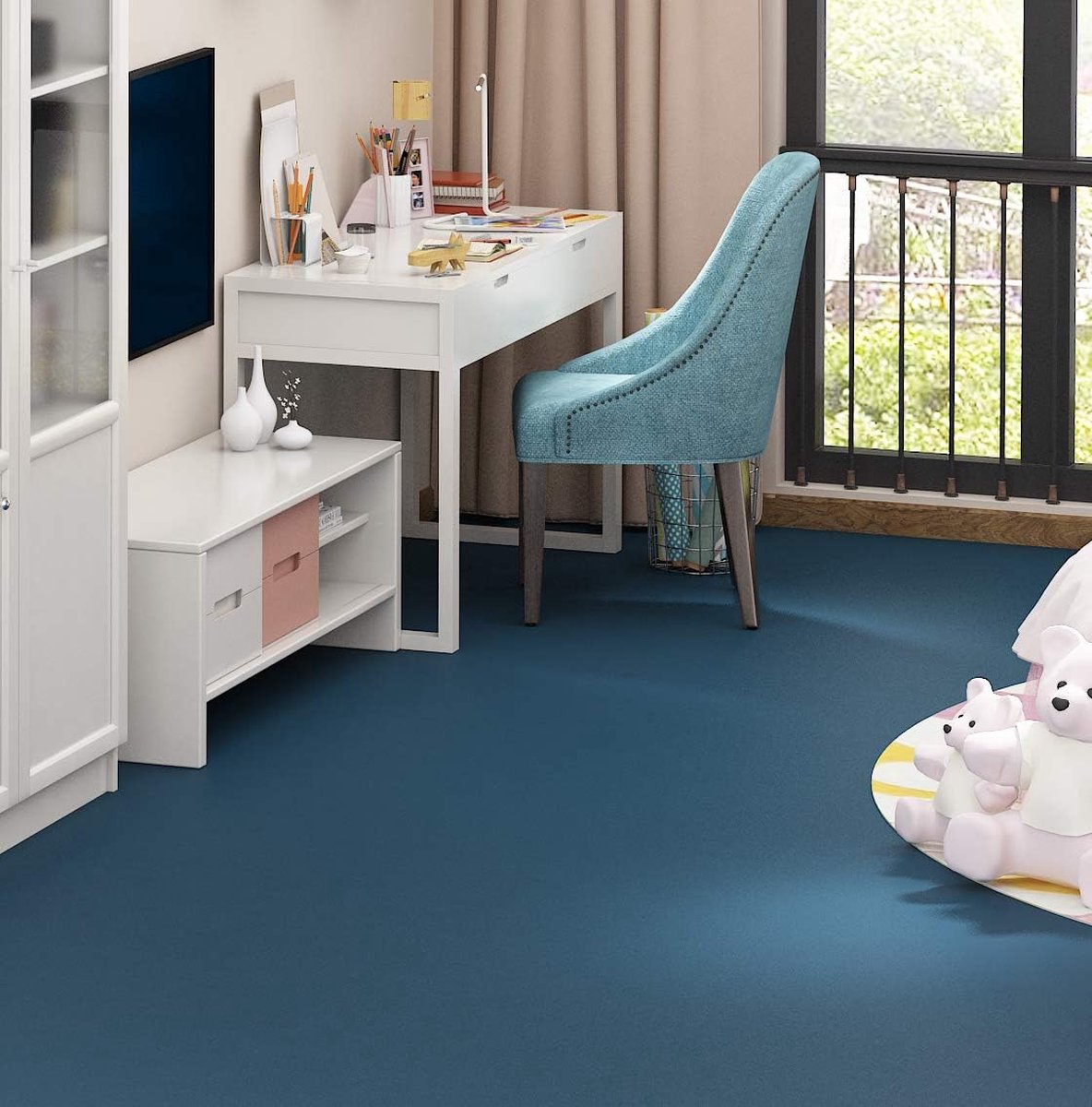 behang, blauw, marineblauw, zelfklevende folie, meubels, donkerblauw, rol, stickers voor muren, kinderen, woonkamer, slaapkamer, PVC, stickers voor decoratieve meubels, 40 cm x 2 m
