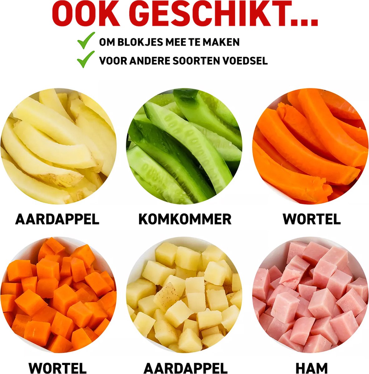 Friesnijder - Patatsnijder - Groentesnijder - Roestvrijstalen Snijrooster - Raspen, Schillers & Snijders - Rood